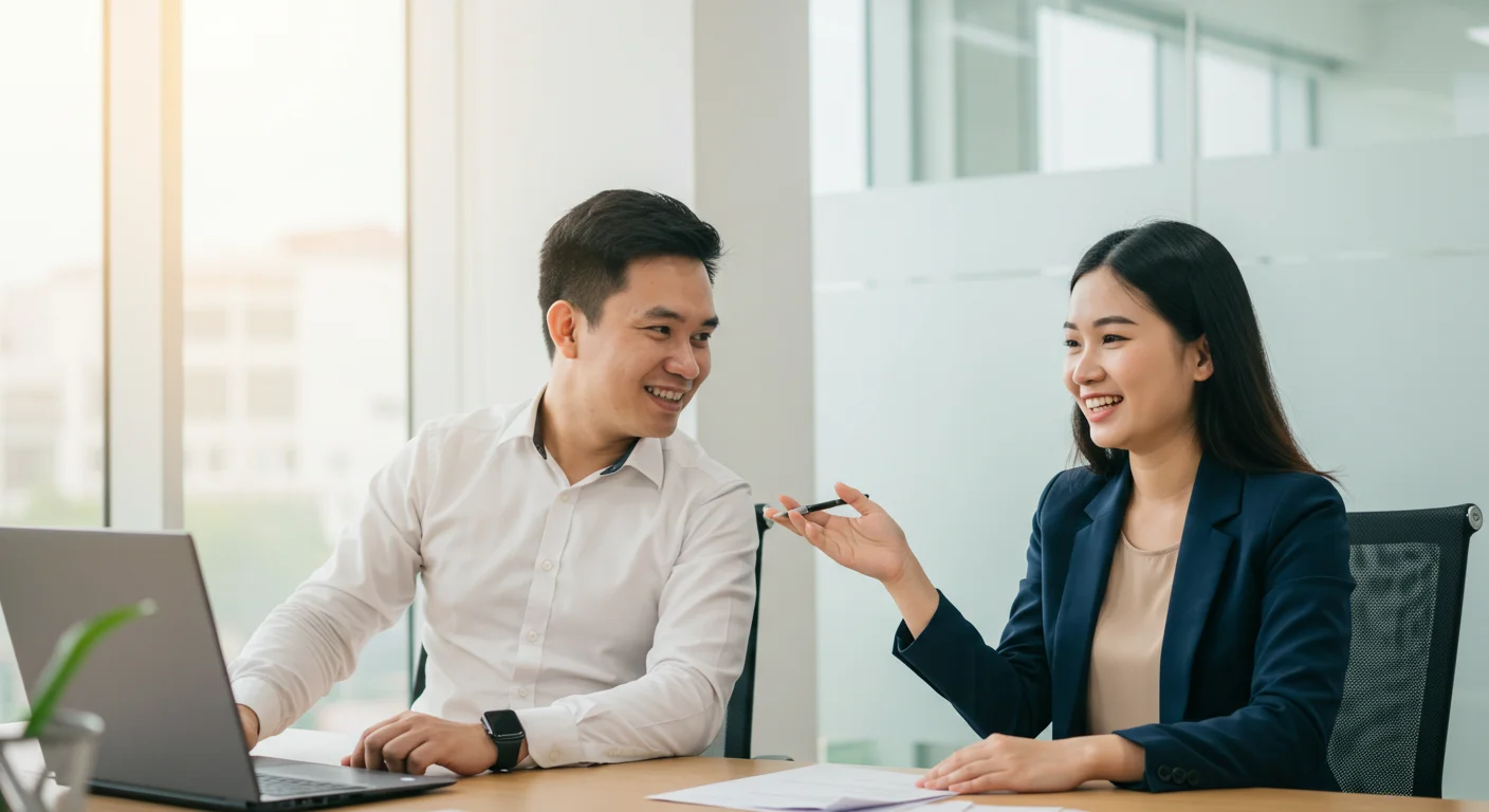 Modern tech office in Vietnam with developers collaborating on AI projects at computer workstations