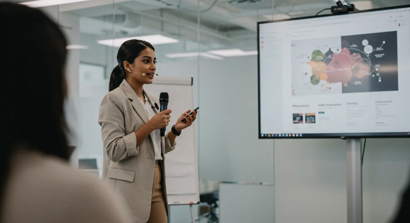 Business presentation with charts and graphs